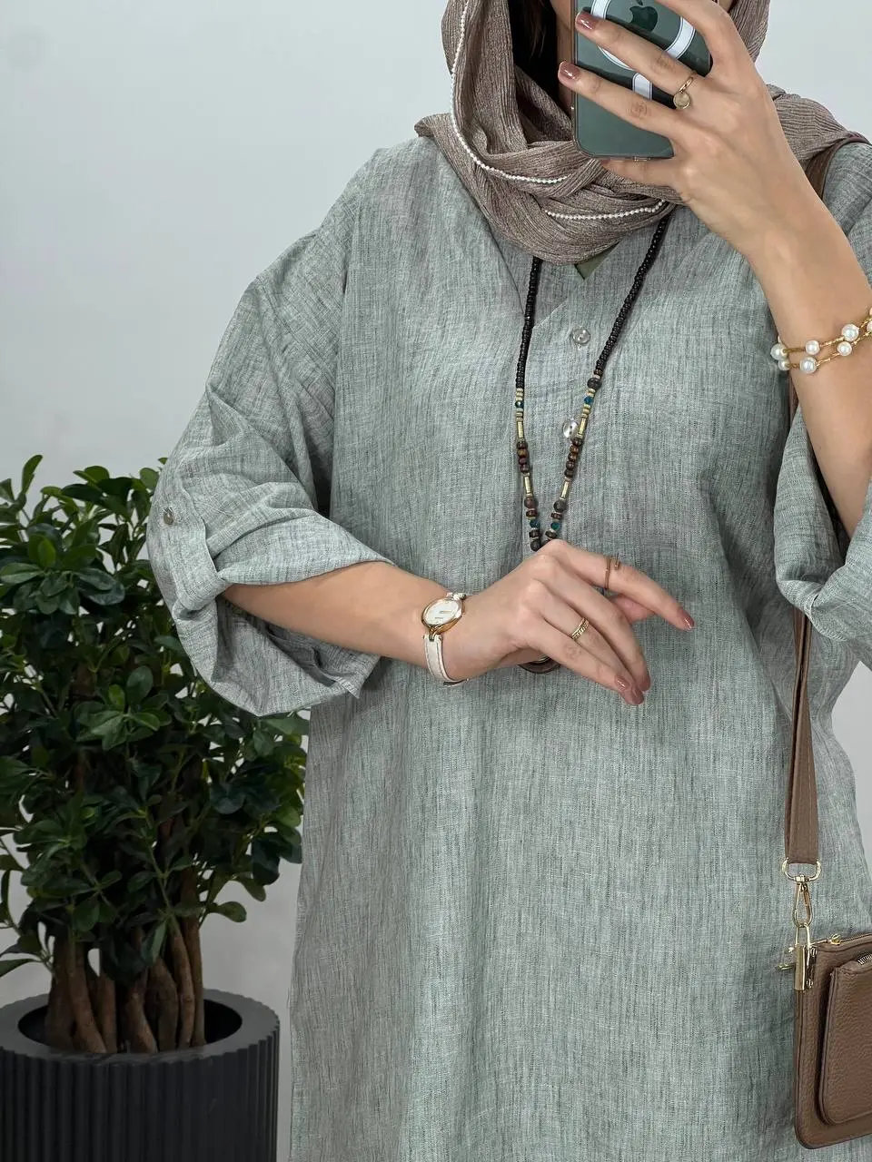 مانتو جلو بسته لینن لیانا کد 3262